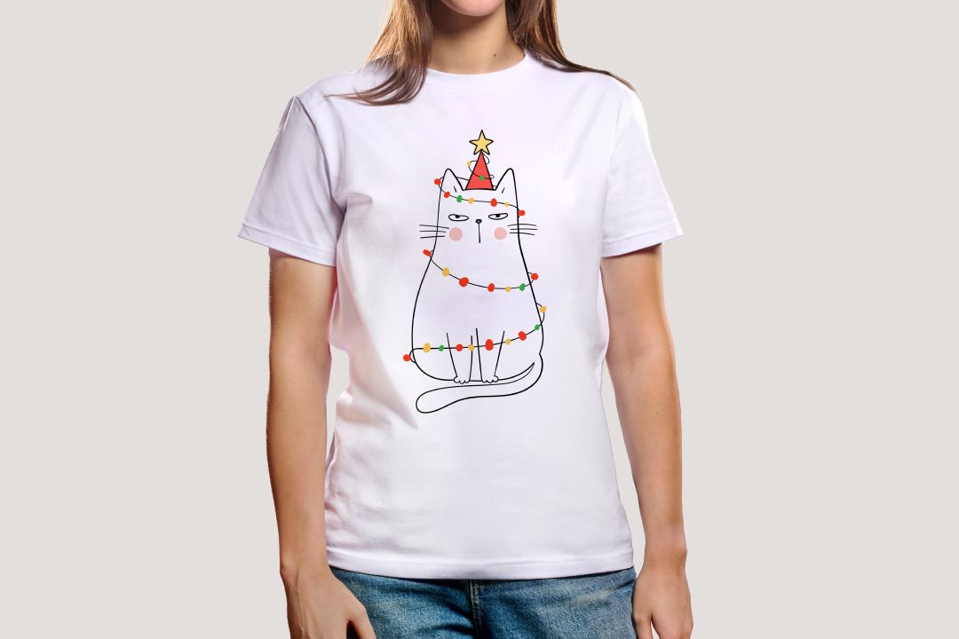 Футболка кот белая